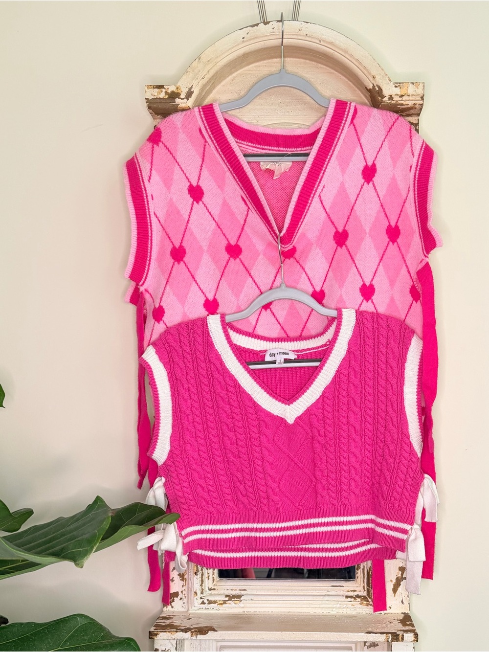 Set of 2 Pink Sleeveless Knit Tops